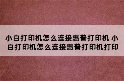 小白打印机怎么连接惠普打印机 小白打印机怎么连接惠普打印机打印